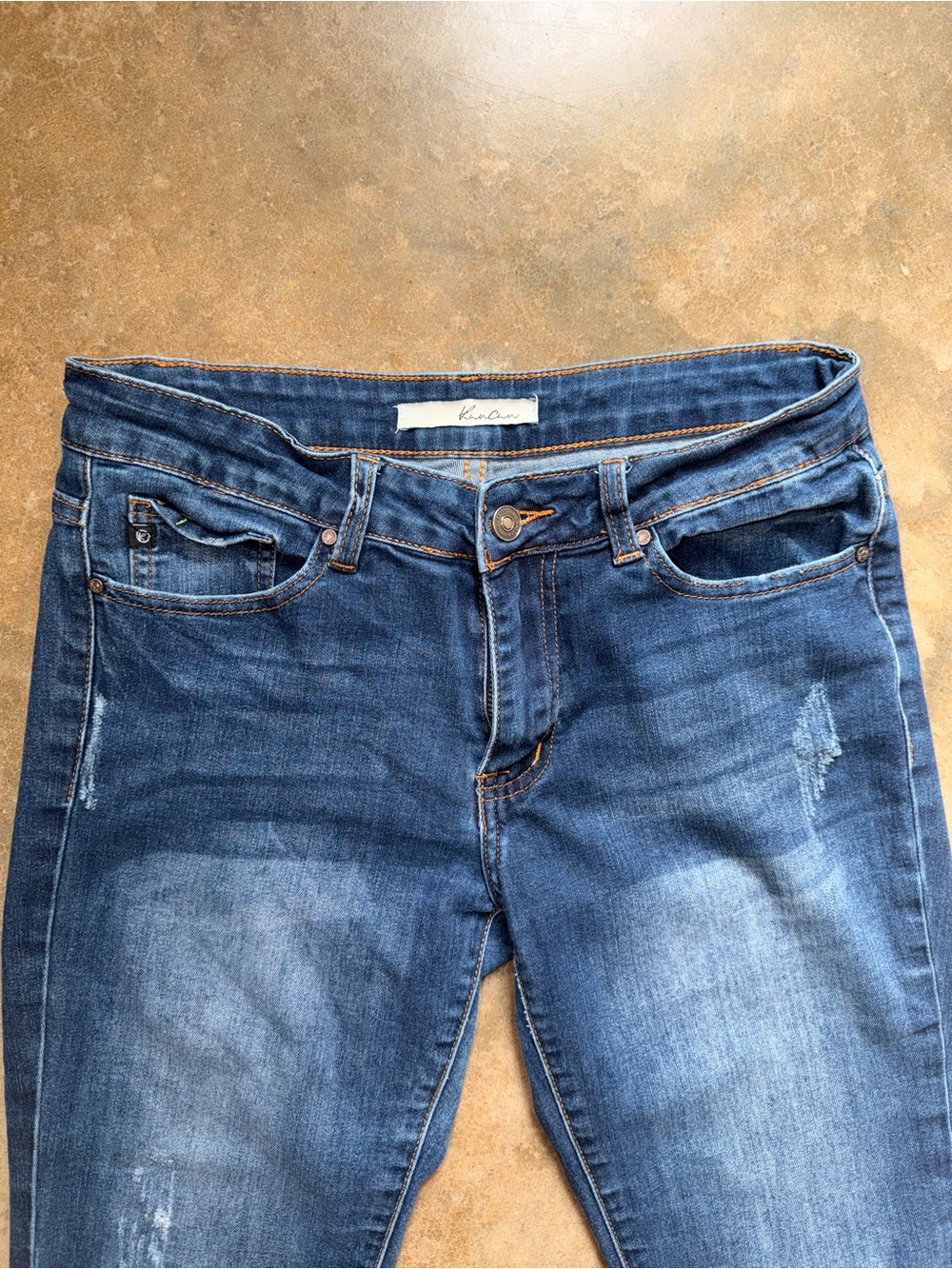 KanCan Dark Blue Ankle Crop Distressed Raw Hem Jeans - Size 26 Size 5 - Picture 4 of 15